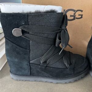UGG Black Suede Lace-Up Boots